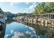 Picturesque view of covered boat slips with calm water reflecting the sky and trees at 4043 Windward Dr, Fort Mill, SC 29708