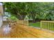 Lovely wooden back deck with a picnic table and a view of the big backyard at 4838 Keats Ave, Charlotte, NC 28212