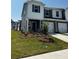 Inviting two-story home featuring a manicured lawn, single car garage, and modern blue and white siding at 6126 Starview Ter, Charlotte, NC 28216
