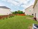 Beautifully landscaped backyard is surrounded by a wooden fence, perfect for enjoying privacy at 6532 Prosperity Commons Dr, Charlotte, NC 28269