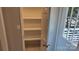 A pantry featuring adjustable shelving and a door to the outside at 148 Forest Heights Dr, Mcadenville, NC 28101