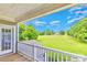 Balcony view overlooking a lush green landscape with trees and homes in the distance at 187 Spring Run Dr, Mooresville, NC 28117