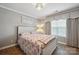 Cozy bedroom featuring natural light, neutral decor, and charming floral bedding and wood floors at 1912 8Th Se St, Hickory, NC 28602