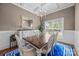 Formal dining room featuring coffered ceilings, chandelier, wainscoting, and elegant decor at 4004 Saint Andrews Ct, Cramerton, NC 28032