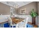 Formal dining room featuring coffered ceilings, chandelier, wainscoting, and elegant decor at 4004 Saint Andrews Ct, Cramerton, NC 28032