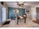 Dining area features tile floors, modern decor, and sliding door to outdoors at 418 Eastway Sw Ln, Conover, NC 28613