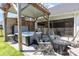 Backyard featuring a hot tub, seating area, and well-maintained landscaping at 482 Lucky Nw Dr, Concord, NC 28027