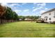Spacious backyard with a lush lawn, mature trees, and privacy fence, ideal for Gathering gatherings at 600 Capella Ct, Gastonia, NC 28056