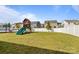 Backyard featuring a playset and view of surrounding houses and fences at 7172 Teague Dr, Gastonia, NC 28056