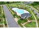 Aerial view of neighborhood pool, playground, and gazebo at 12536 Stoneybrook Pkwy, Huntersville, NC 28078