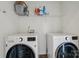 Bright laundry room with front load washer and dryer, plus storage shelf at 1770 Troon Dr, Salisbury, NC 28144
