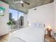 Airy bedroom with cityscape views, white bedding, and modern bedside decor at 210 N Church St # 2807, Charlotte, NC 28202