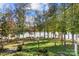 Picturesque backyard with mature trees and serene lake access at 25566 Seagull Dr, Lancaster, SC 29720