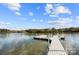 A picturesque dock with lake views, surrounded by trees and a clear blue sky at 25566 Seagull Dr, Lancaster, SC 29720