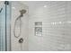 Close-up of a shower featuring white subway tiles and a niche at 415 Glandon Ct, Fort Mill, SC 29708