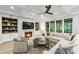 Bright living room features a fireplace, large windows, and a comfortable sectional sofa at 4211 Tangle Dr, Charlotte, NC 28211