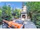 Cozy outdoor seating area with a stone fireplace and comfortable seating is ideal for relaxation and gatherings at 4211 Tangle Dr, Charlotte, NC 28211