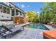 Beautiful backyard features a private pool with lounge chairs and dining area, perfect for outdoor relaxation at 4211 Tangle Dr, Charlotte, NC 28211