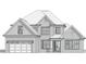 Detailed architectural rendering of a two-story brick home with a two-car garage and covered entrance at 4622 Serenity Woods Ct, Charlotte, NC 28216