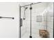 Close up of a glass-enclosed shower with black hardware at 505 Melody Ln, Shelby, NC 28152