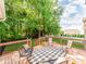 Comfortable outdoor deck with views of the backyard and surrounding trees, complete with stylish furniture and decor at 537 Montgrove Nw Pl, Concord, NC 28027