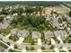 Expansive aerial shot of a residential area with beautiful homes, mature trees, and a serene neighborhood at 11324 Fullerton Place Nw Dr, Huntersville, NC 28078