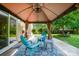 Inviting backyard patio area with comfortable seating and a charming garden view at 11802 Fox Glen Rd, Charlotte, NC 28269