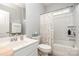 Clean bathroom with a shower-tub combination, vanity, and neutral color scheme at 1663 Tranquility Blvd, Lancaster, SC 29720