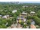 An aerial perspective of a tree-lined neighborhood with a skyline background on a sunny day at 2315 Selwyn Ave # F, Charlotte, NC 28207