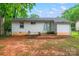 Exterior rear view of home, with sliding glass door, white siding and showing grassy/dirt backyard at 2328 Danforth Ln, Charlotte, NC 28208