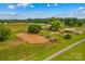 Expansive horse property featuring an arena and outbuildings, set amid lush greenery under a partly cloudy sky at 296 Hicks Creek Rd, Troutman, NC 28166