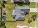 Aerial view of the house showing the roof, backyard with trampoline, shed and surrounding greenery at 3419 Brickyard Ln, Midland, NC 28107