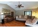 Spacious living room with hardwood floors, ceiling fan, and comfortable seating at 400 Majolica Rd, Salisbury, NC 28147