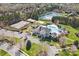Aerial view of neighborhood with a pool, clubhouse, tennis courts, and wooded areas at 4012 Woodsmill Rd, Fort Mill, SC 29707