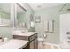 Stylish bathroom with dual sink vanity, neutral color, and shower at 5092 Nighthawk Dr, Indian Land, SC 29707
