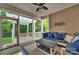 Comfortable screened-in patio with ample seating for entertaining and a nice view of the backyard at 6004 Trailwater Rd, Charlotte, NC 28278