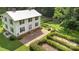 Aerial view displaying manicured hedges, brick patio, and classic architecture of this charming two-story home at 704 Little Creek Dr, Kings Mountain, NC 28086