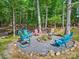 Outdoor fire pit with seating surrounded by a gravel perimeter and wooded backdrop at 7300 Bailywick Dr, Waxhaw, NC 28173
