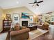 Inviting living room featuring a fireplace, large TV, and comfortable, neutral-toned seating at 7300 Bailywick Dr, Waxhaw, NC 28173