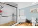 Bright bathroom features a walk-in shower, soaking tub, and large window for natural light at 106 Laren Rd, Shelby, NC 28152