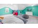 Spacious bedroom with comfortable bed, chalkboard wall, and bright, colorful decor, creating a cheerful and inviting space at 106 Laren Rd, Shelby, NC 28152