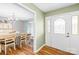 Inviting entryway with a decorative front door and dining room view at 106 Laren Rd, Shelby, NC 28152