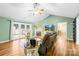 Bright living room with a fireplace, french doors, and comfortable seating at 106 Laren Rd, Shelby, NC 28152