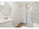 Bathroom featuring a stand-up shower and vanity at 1709 White Willow Ave, Gastonia, NC 28054