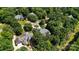 Overhead shot capturing homes surrounded by lush tree coverage within a quiet neighborhood at 4740 Myers Ln, Harrisburg, NC 28075