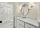 Bathroom featuring an elegant vanity with marble countertop and updated fixtures at 8500 Headford Rd, Charlotte, NC 28277