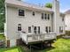 Exterior of home featuring a deck and lush, green backyard with mature trees on a sunny day at 8500 Headford Rd, Charlotte, NC 28277