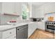 Bright kitchen featuring a farmhouse sink, stainless steel dishwasher, and marble countertops and backsplash at 8500 Headford Rd, Charlotte, NC 28277
