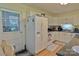 View of the kitchen with white cabinets and an open door at 252 Chuckwood Rd, Mooresville, NC 28117