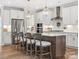 Bright kitchen with an island, pendant lighting, white cabinets, and stainless-steel appliances at 301 Supernova Dr, York, SC 29745